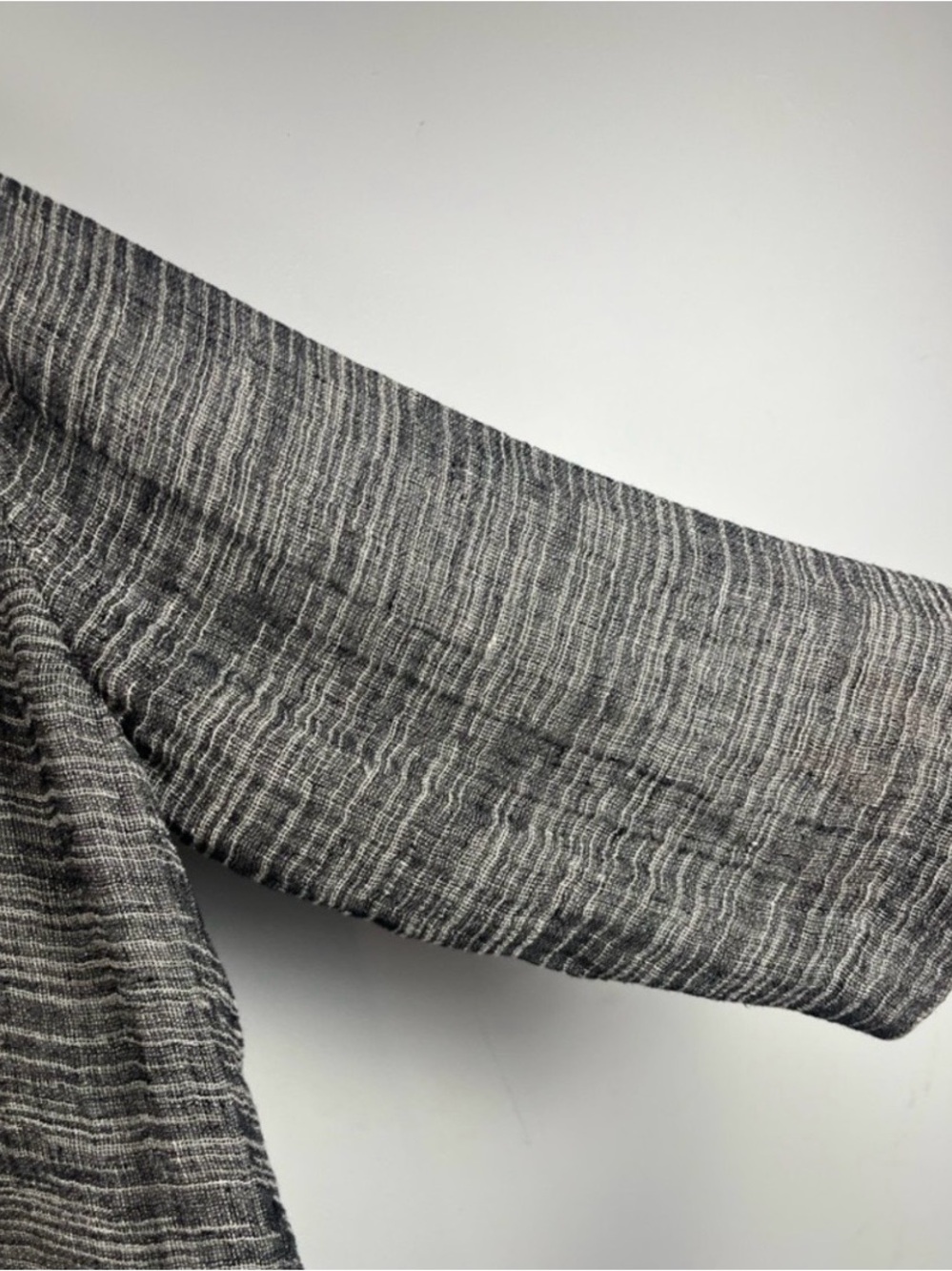 EILEEN FISHER Linen Gauze Open Front Lightweight Cardigan Gray Semi Sheer XL - Picture 4 of 6
